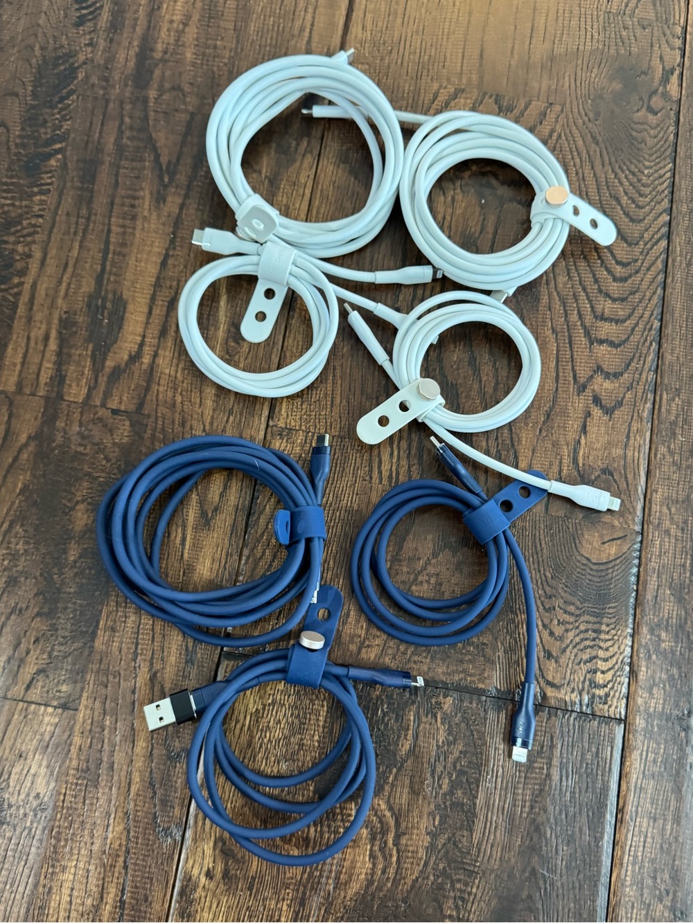Universal Navy Blue and White Charging Cables - Multi-Pack Bundle of 7